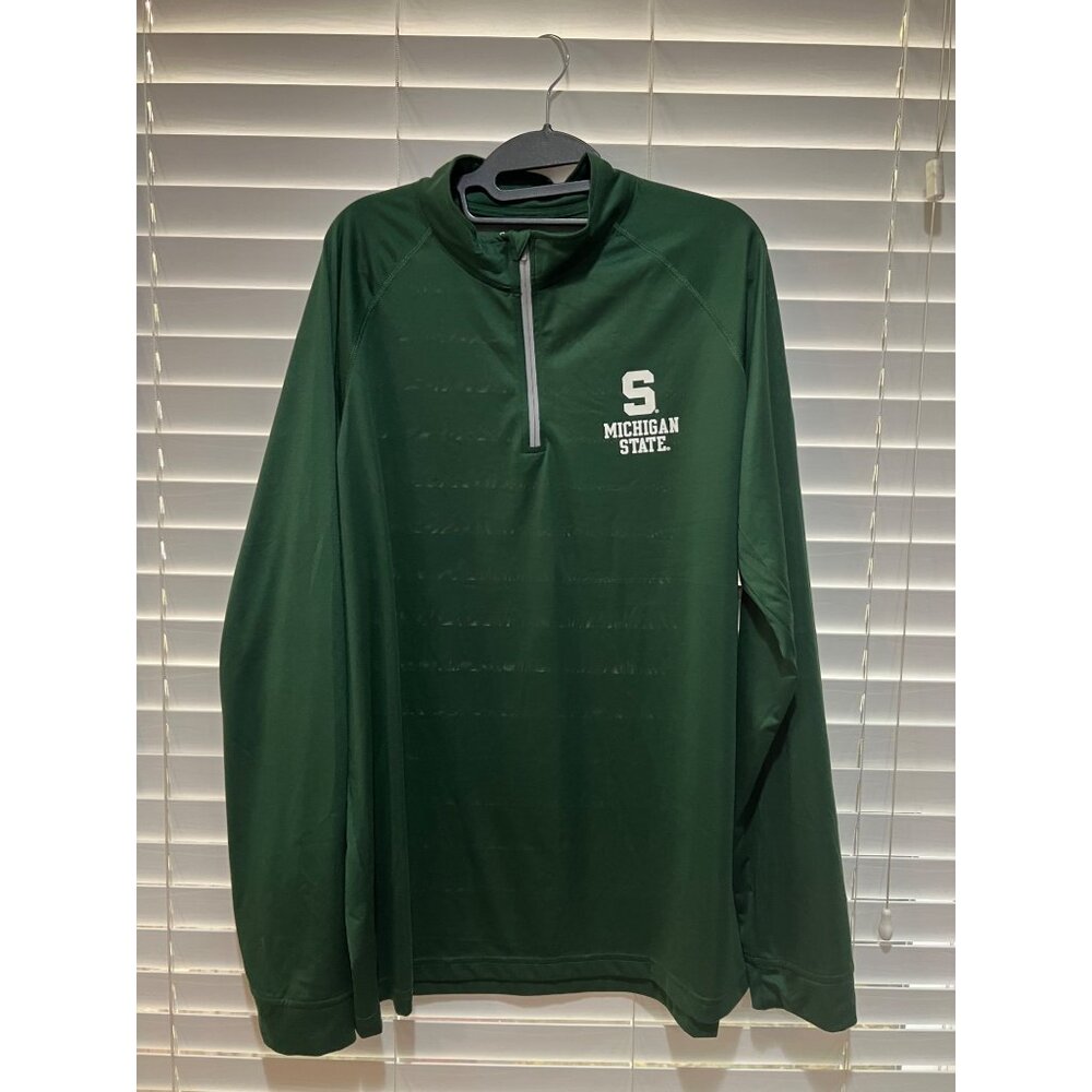 Under Armour Michigan State Spartans Mens XL Green HeatGear Quarter Zip Pullover
